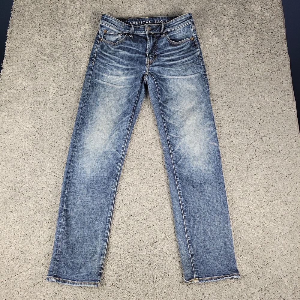 American Eagle Jeans Mens 30x32 Blue Original Straight Honeycomb Airflex Stretch